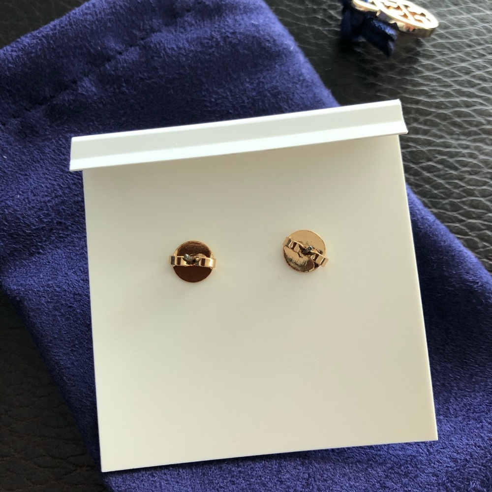 Tory Burch Logo Pearl Earring Studs - Picture 2 of 5
